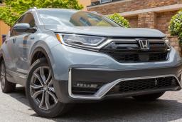 2021 Honda CR-V Hybrid front right side in Obsidian Blue Pearl